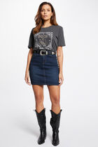 Short denim skirt raw denim women