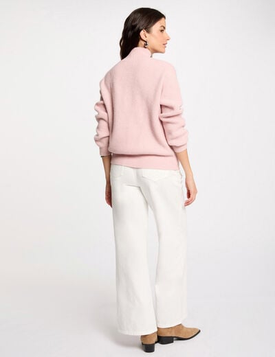 Long-sleeved jumper with buttons light pink women