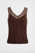 Vest top in lace dark brown women