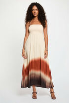 Maxi loose straight dress dark brown women