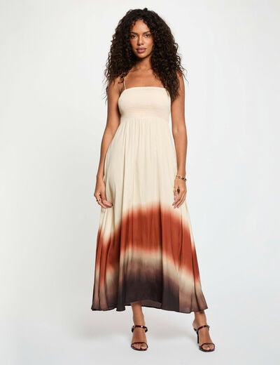 Maxi loose straight dress dark brown women