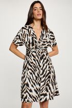Robe courte col v multicolore femme