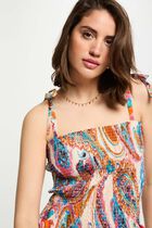 Printed smocked top multicolor women