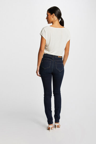 Short-sleeved t-shirt with V-neck ecru ladies'