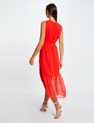 Belted maxi wrap dress red ladies'