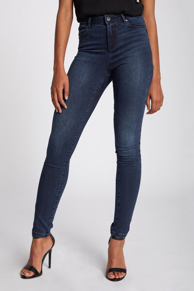 Slim-fit stretch-fabric 7/8 jeans navy ladies'