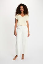 Striped v-neck t-shirt pastel yellow women