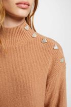 Jumper dress high collar camel women