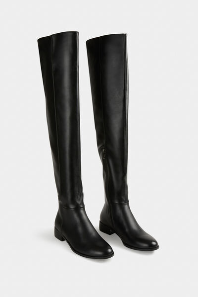 Over the knee zipped boots black ladies'