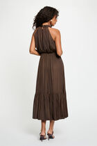 Maxi loose A-line dress dark brown women