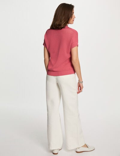 Jumper zipped polo collar antique pink women