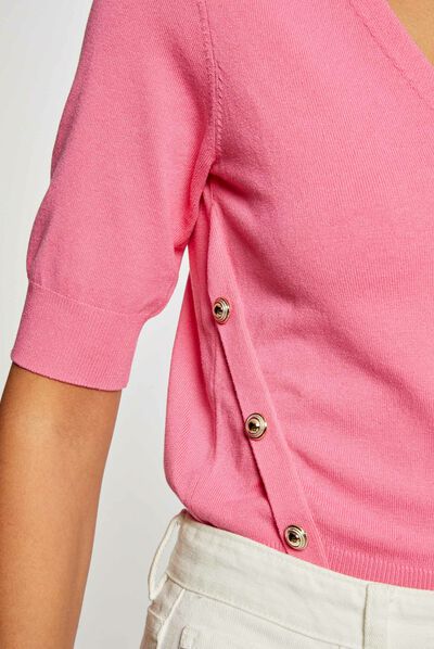 3/4-length sleeved jumper with buttons pink ladies'