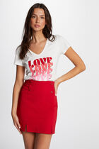Mini skirt with buttons dark red women