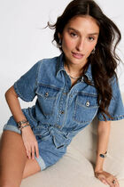 Combishort en jean denim stone femme