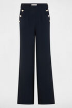 Wide leg trousers with buttons navy blue women