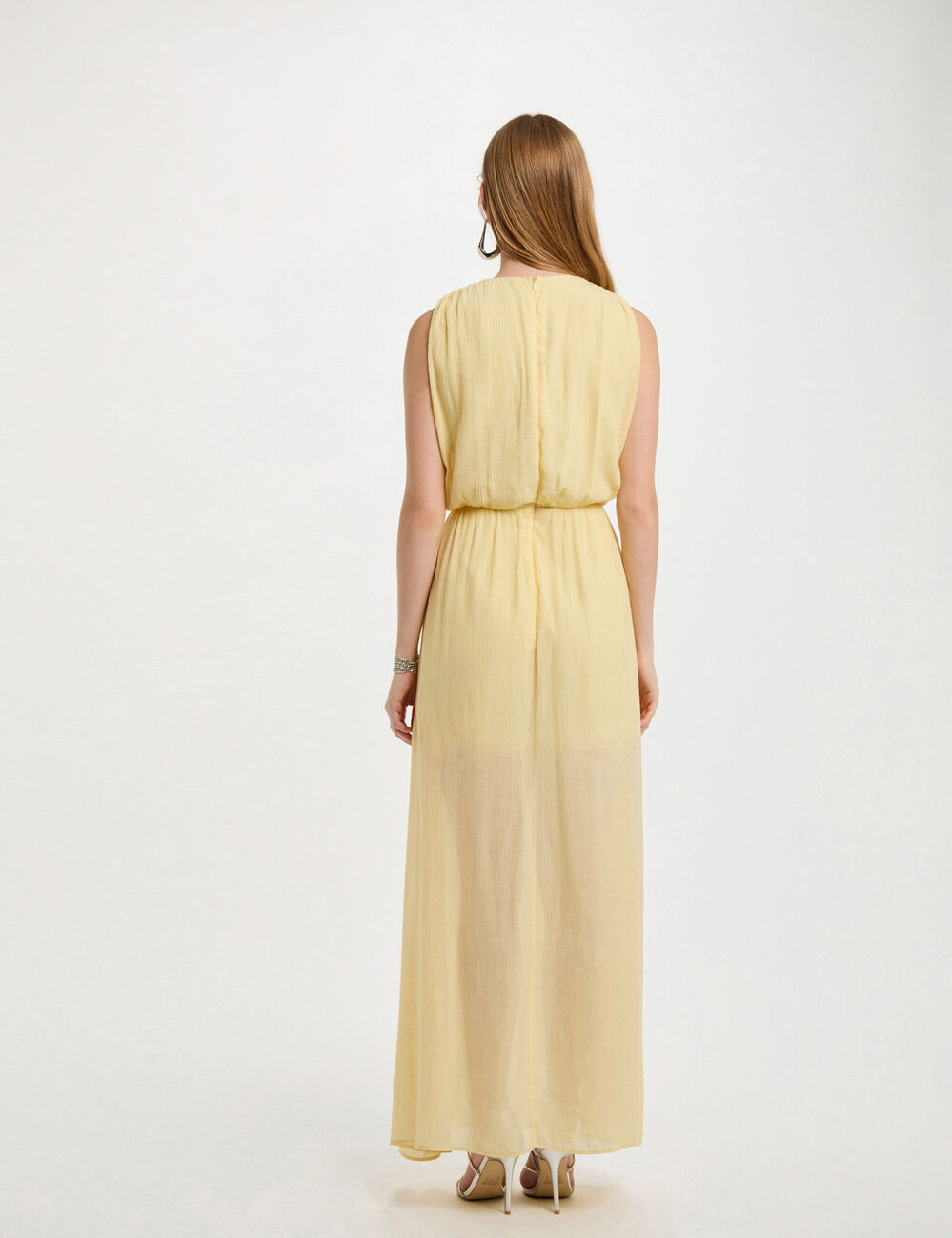Maxi straight dress pastel yellow women