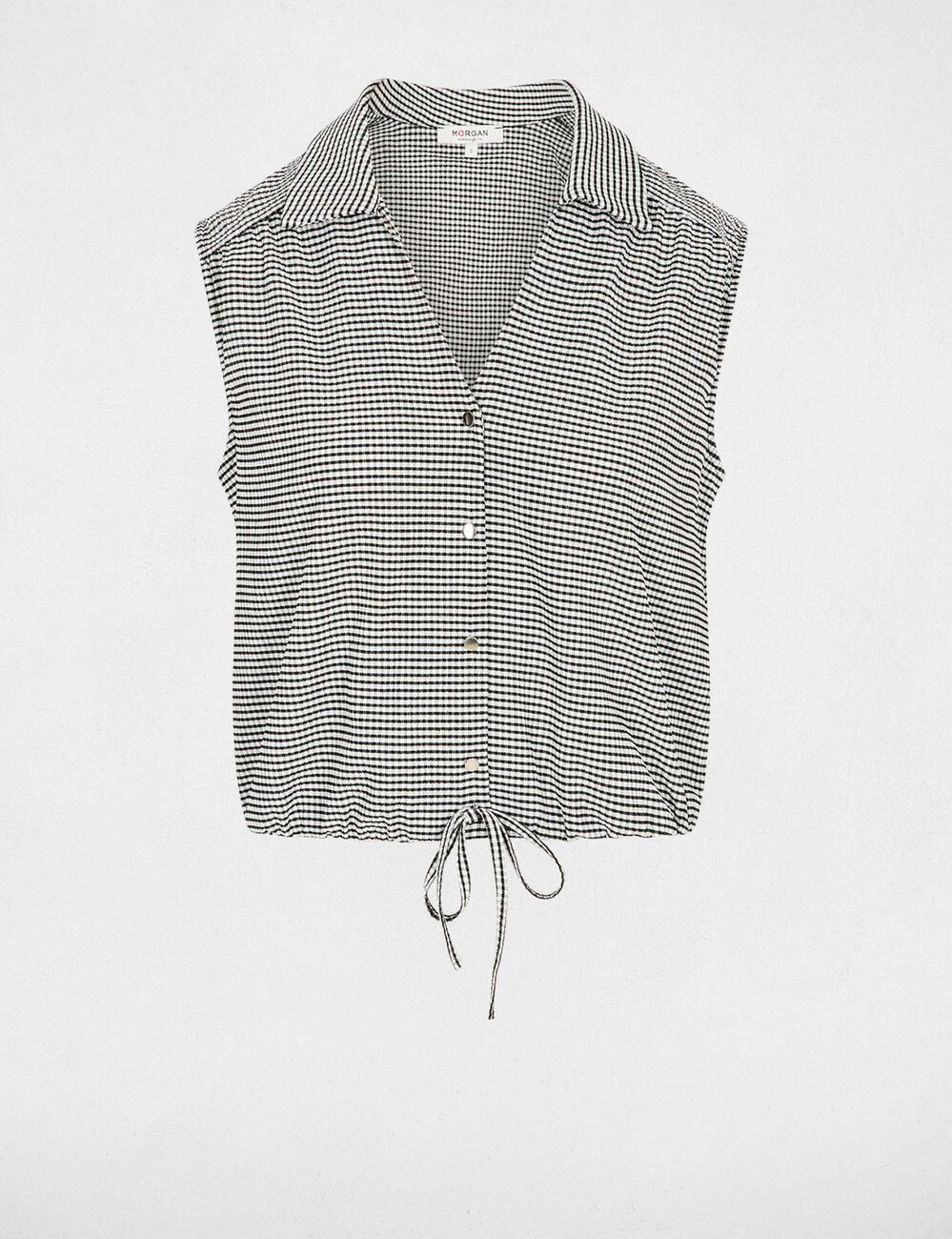 Sleeveless tie-front shirt black women