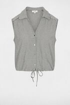 Sleeveless tie-front shirt black women