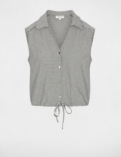 Sleeveless tie-front shirt black women