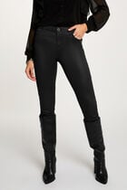Slim trousers wet effect black women