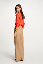 Pantalon large à pinces camel femme
