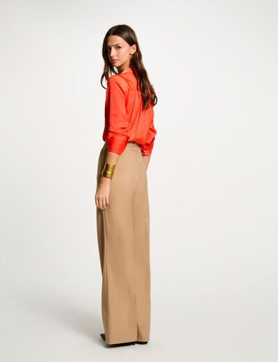Wide leg trousers with darts camel women
