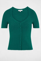 Fitted V-neck sweater green women