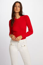 Ribbed jumper high collar red women