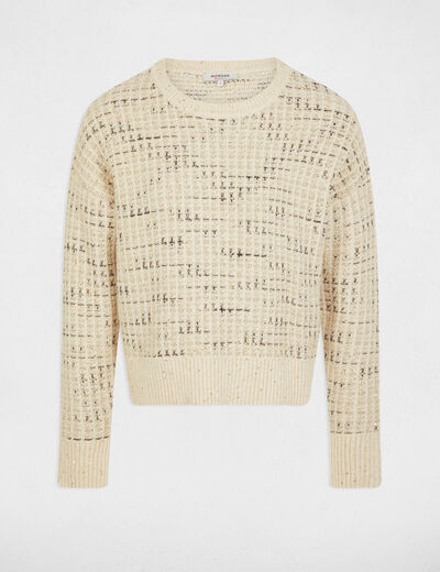 Jumper round neck sequins ecru women