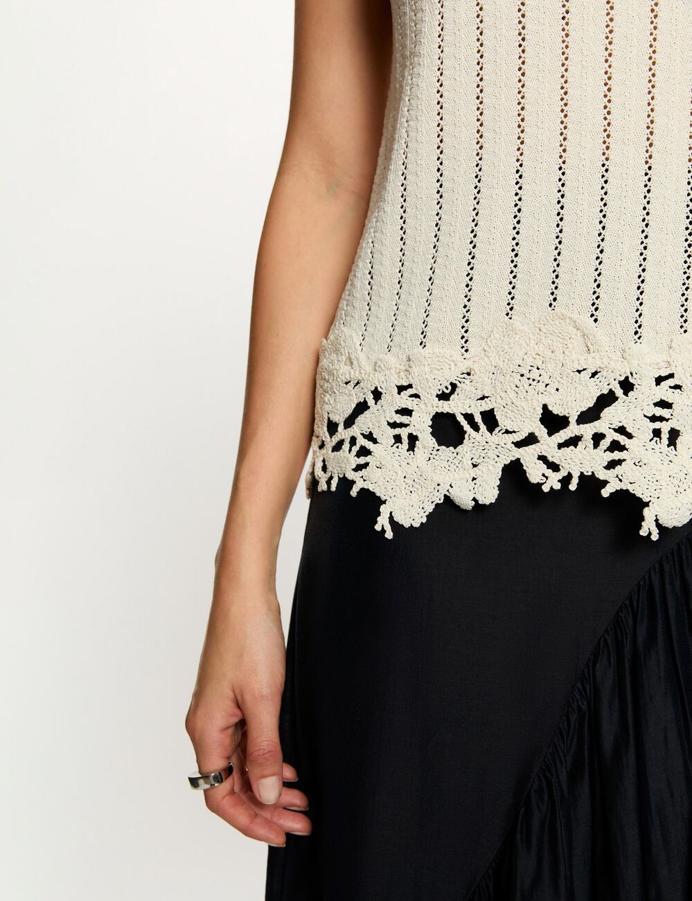 Sleeveless ribbed top cream women