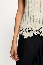 Sleeveless ribbed top cream women