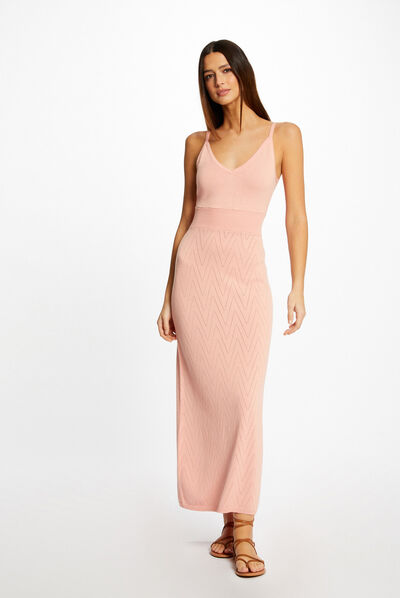 Fitted maxi jumper dress with straps  ladies'