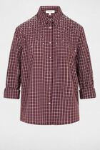 Checked shirt with rhinestones bordeaux women