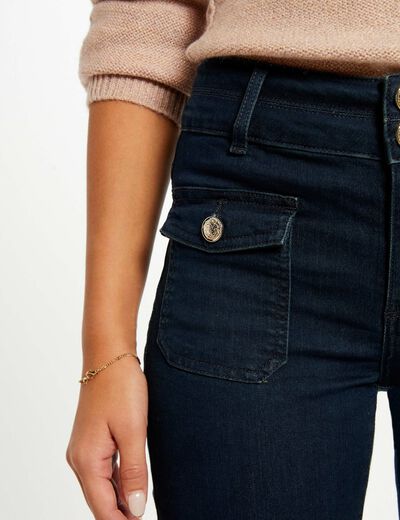 High-waisted bootcut jeans raw denim ladies'