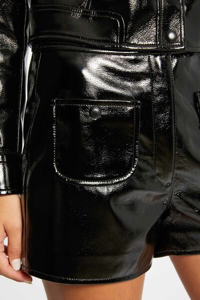 Vinyl straight shorts black ladies'