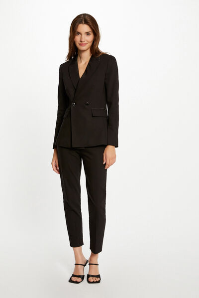Waisted jacket with metallised edgings black ladies'