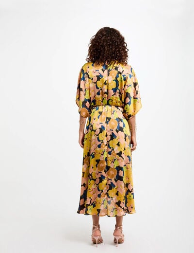 Printed straight midi dress multicolor women
