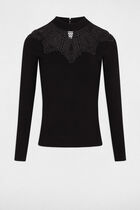 Jumper high collar with lace black women