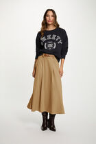 High-waisted flared skirt beige women