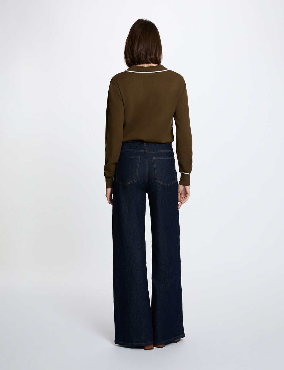 Polo neck jumper khaki green women