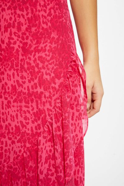 Maxi wrap skirt with leopard print pink ladies'