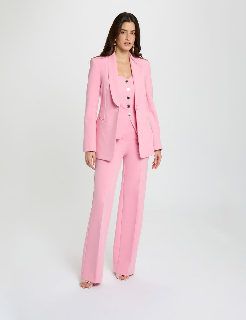 Shawl collar blazer light pink women