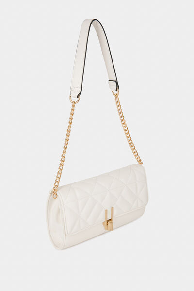 Clutch bag with quilted effect white ladies'
