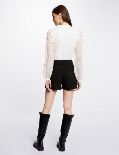 Long-sleeved t-shirt with lace ecru ladies'