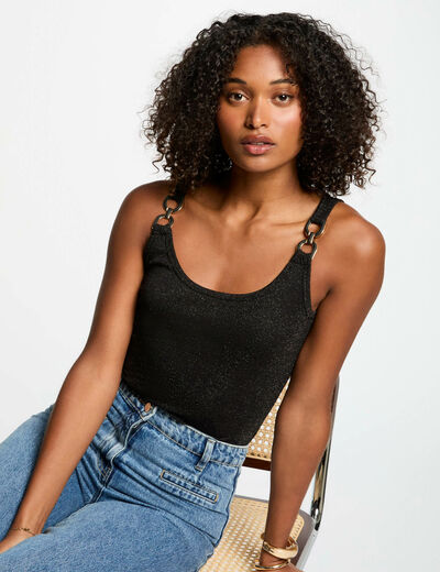 Sleeveless vest top black women