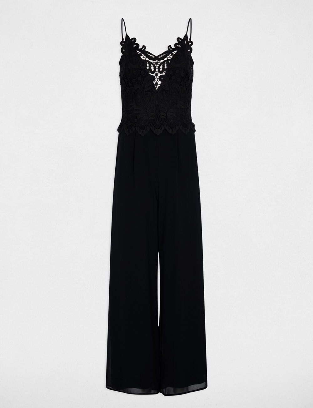Lace jumpsuit with V-neck black women