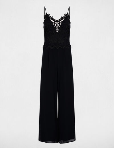 Lace jumpsuit with V-neck black women