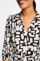 Maxi A-line dress with abstract print ecru women