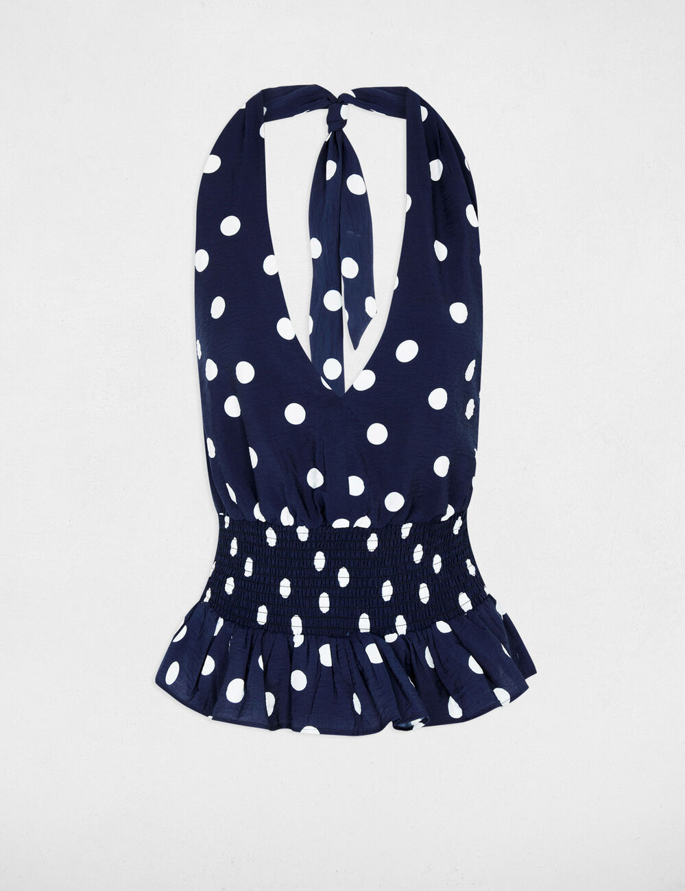 Sleeveless v-neck top navy blue women
