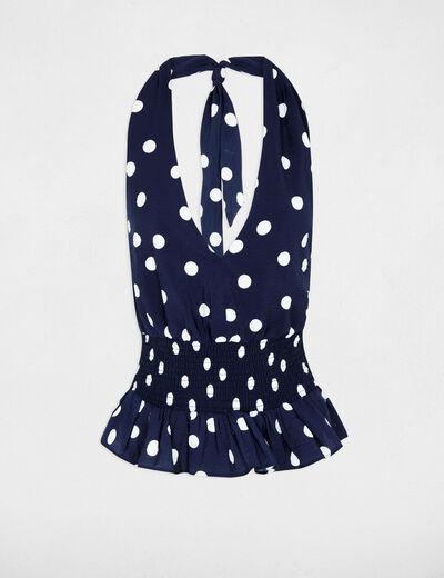 Sleeveless v-neck top navy blue women